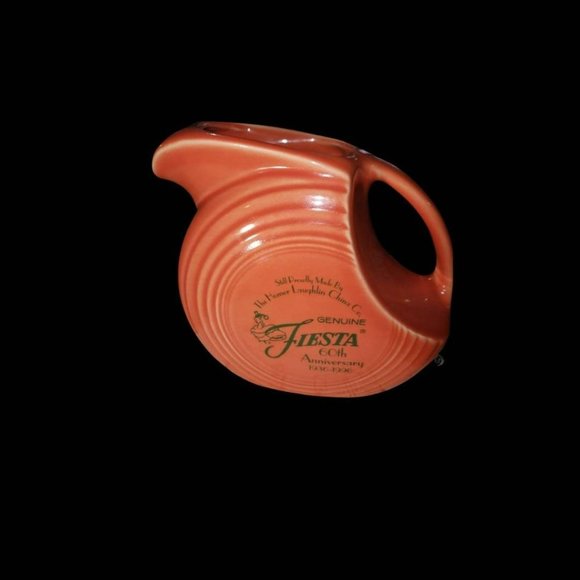 60th Anniversary Fiestaware Pitcher Persimmon Pitcher w/ 2 Matching Glasses Set - Picture 6 of 6